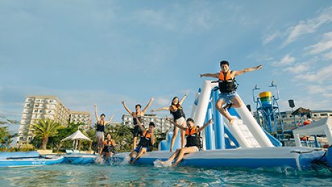 Inflatable Waterpark on the lagoon.